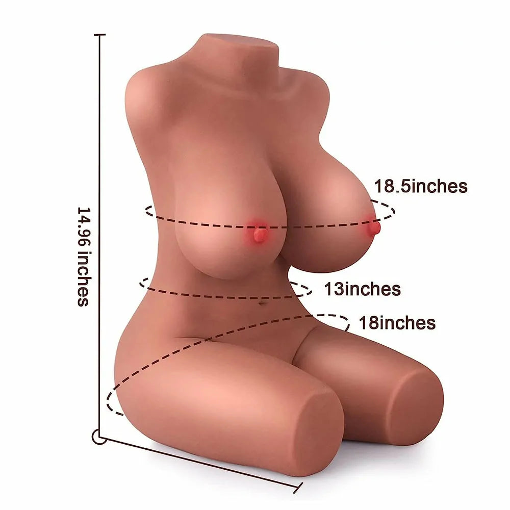 Alina: Torso Erótico Compacto 3 en 1 con Esqueleto Flexible (3,1 kg)
