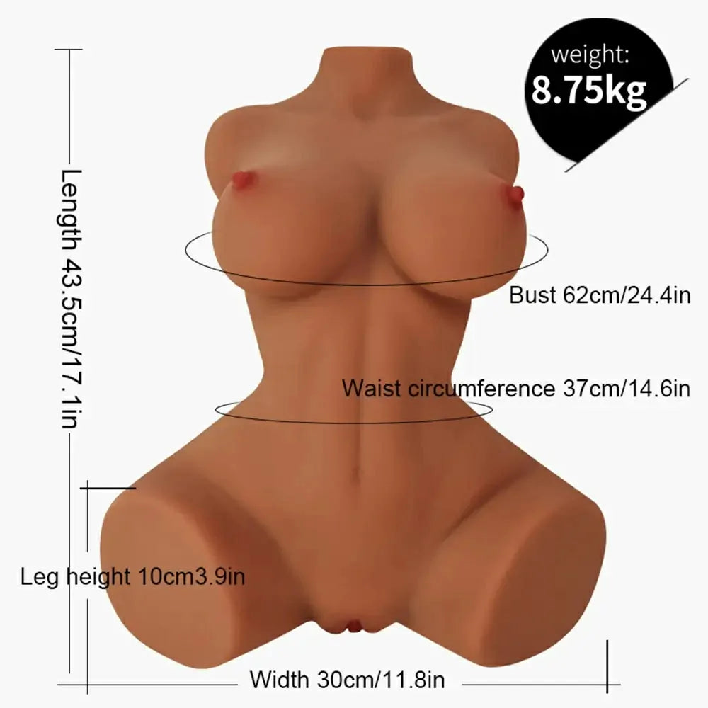 Daisy: Torso Erótico Medio Cuerpo 1:1 Sensación Piel Real con Pechos de Gel (8,75 kg)