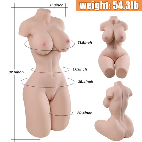 Diana: Torso Erótico Busty-Curvy Sensación Piel Real con Pechos Voluminosos (24,6 kg)