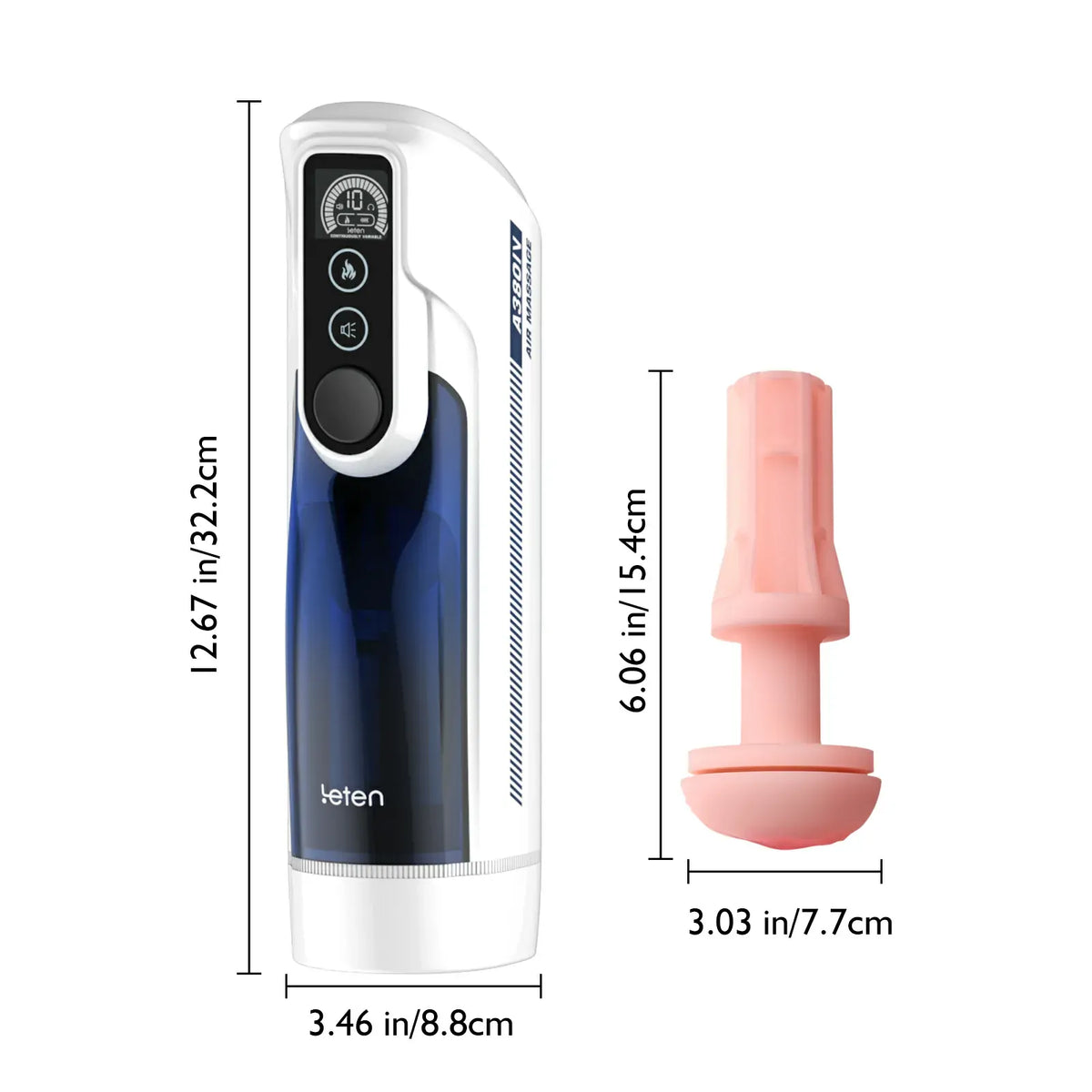 Leten A380 IV: Masturbador Telescópico con Movimiento de Balanceo, Dial Progresivo y Ventana Visual