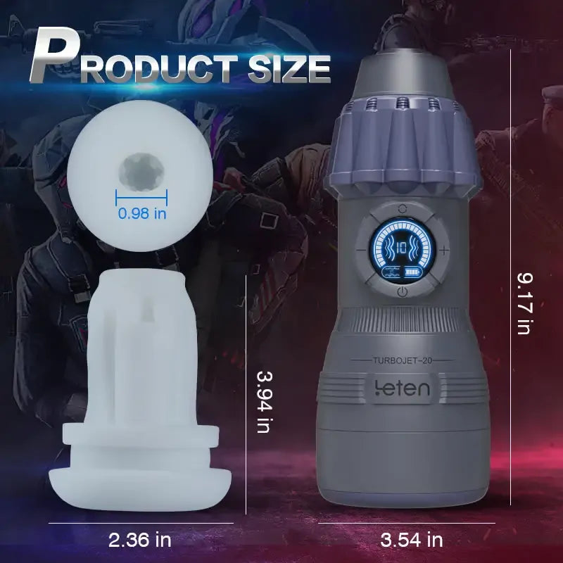 Leten TurboJet: Masturbador de Succión Compacto con Pantalla LCD