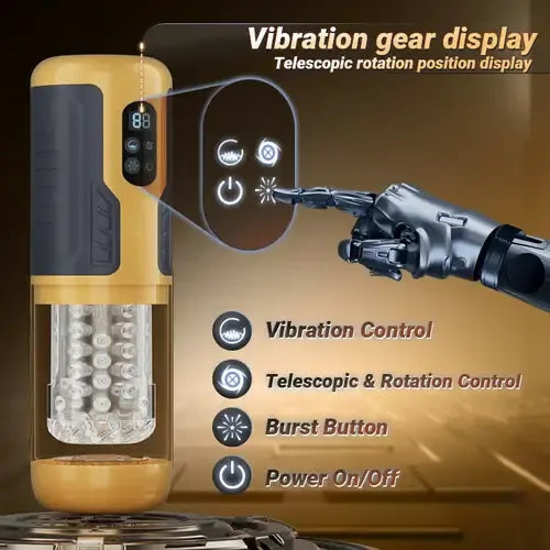 XR15: Masturbador Automático 5 en 1 con Botón Turbo y Pantalla LCD