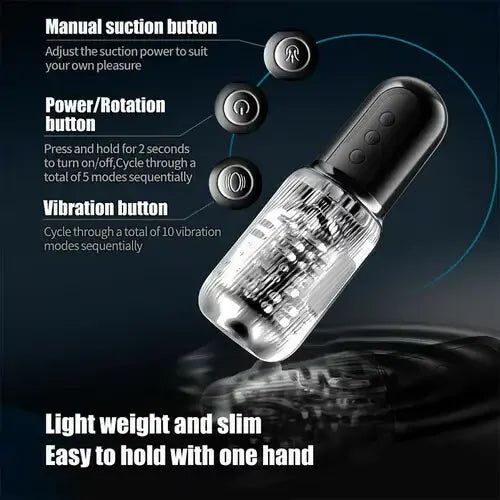 XS14 Pro: Masturbador de Succión con Mango Ergonómico y Doble Motor