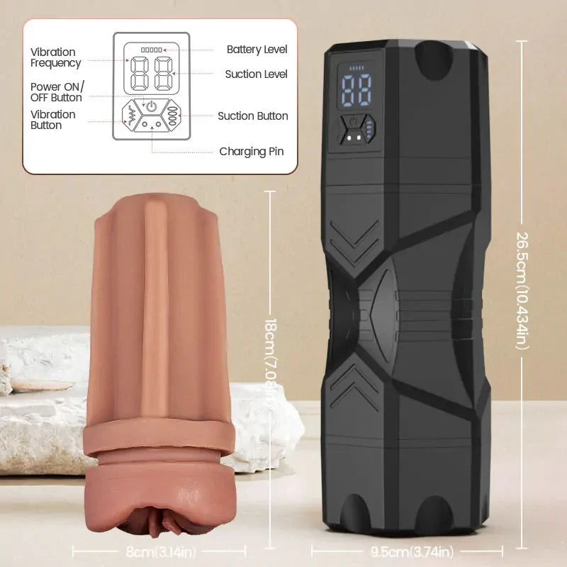 XV10: Masturbador Vibrador con Succión Eléctrica de Vacío y Protección IPX7