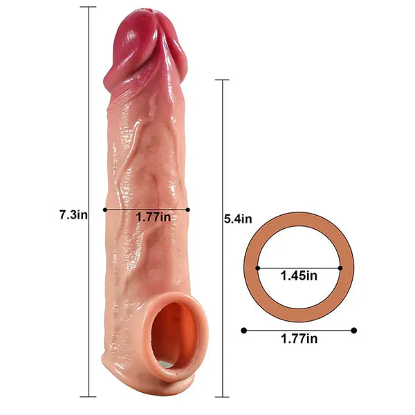CS06: Funda Anatómicamente Moldeada de Silicona con Venas y Anillo de Sujeción (7,3 x 1,77")