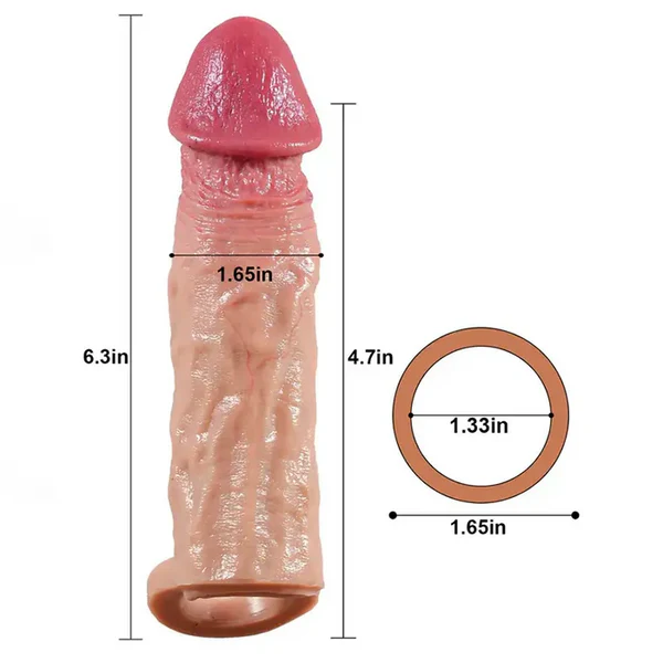CS08: Funda con Glande Ancho, Venas en Relieve y Soporte Ball-Loop (6,3 x 1,6")