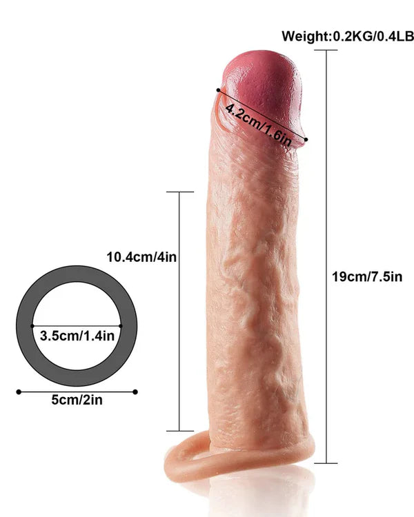 CS15: Funda Extension Sleeves de Silicona con Anillo Tensor Escrotal (7,5 x 2")