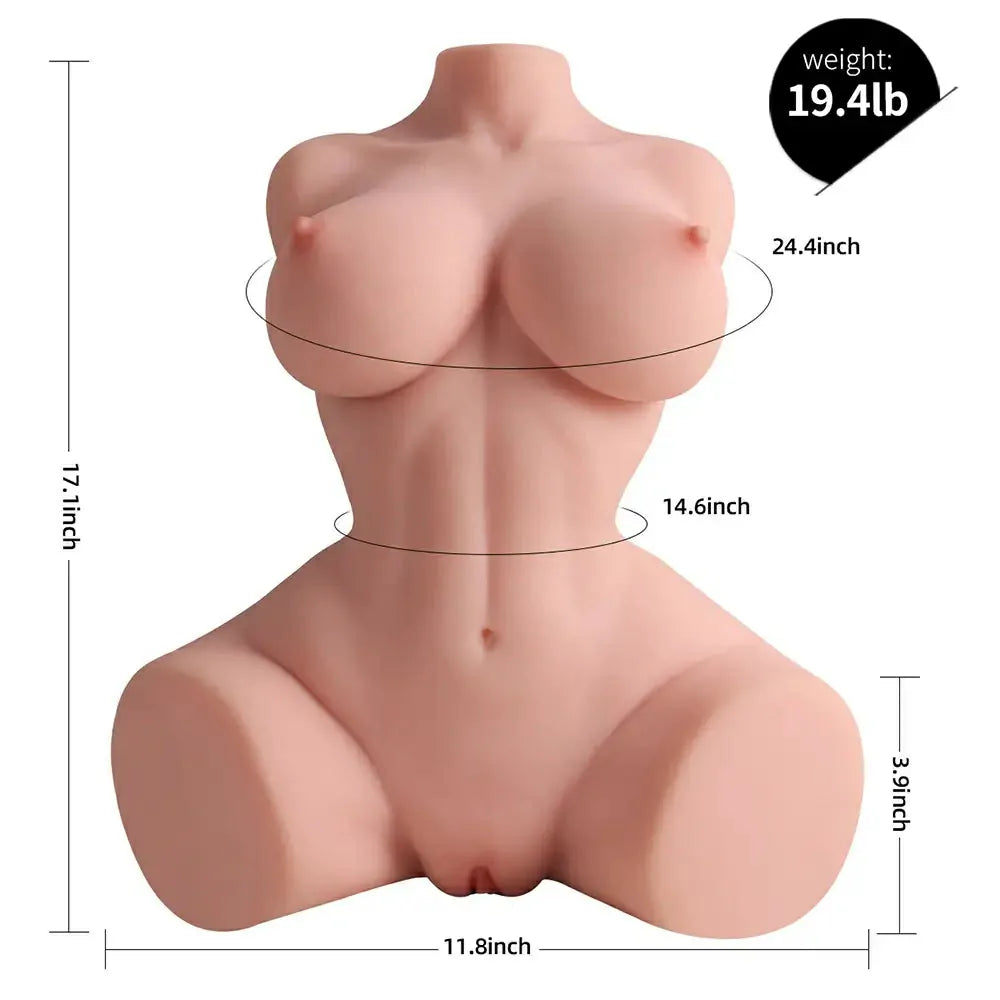 Daisy: Torso Erótico Medio Cuerpo 1:1 Sensación Piel Real con Pechos de Gel (8,75 kg)