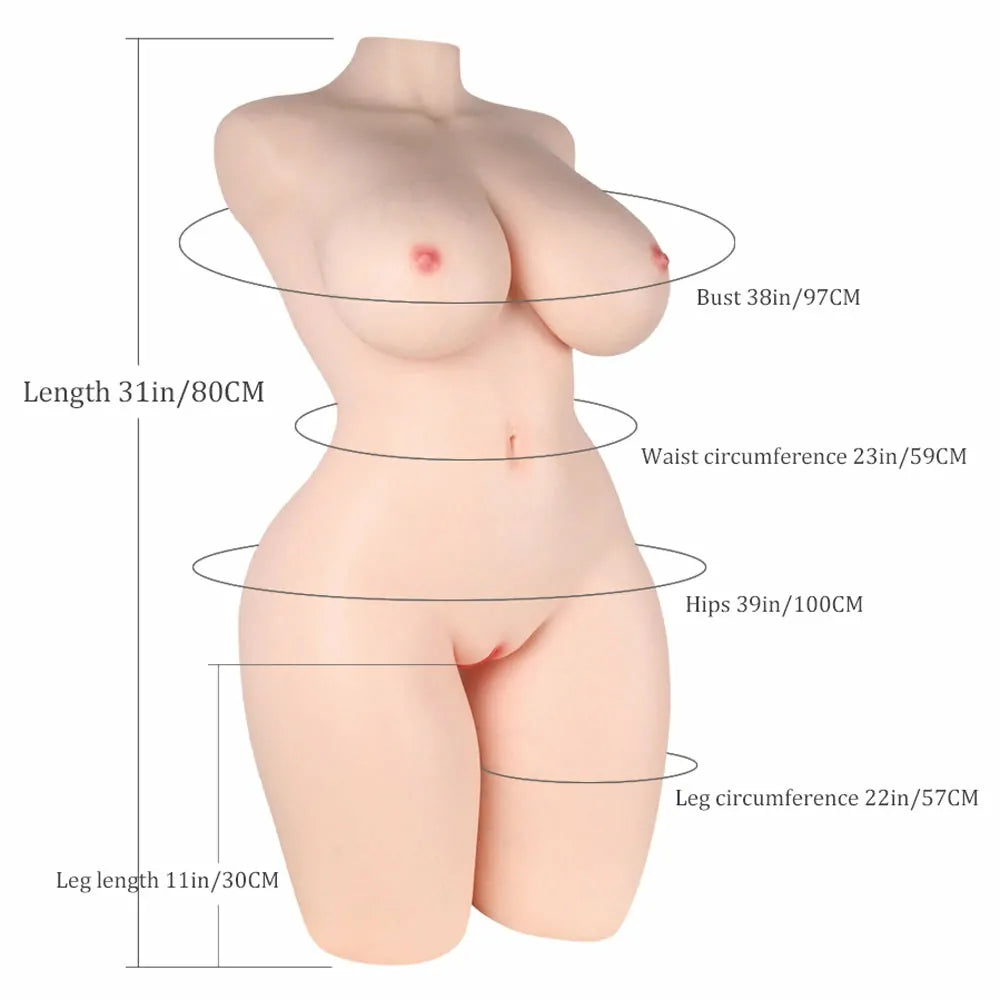 Isabel: Torso Erótico de Silicona Pesado con Curvas de Reloj de Arena y Pechos de Gel XXL (31,0 kg)