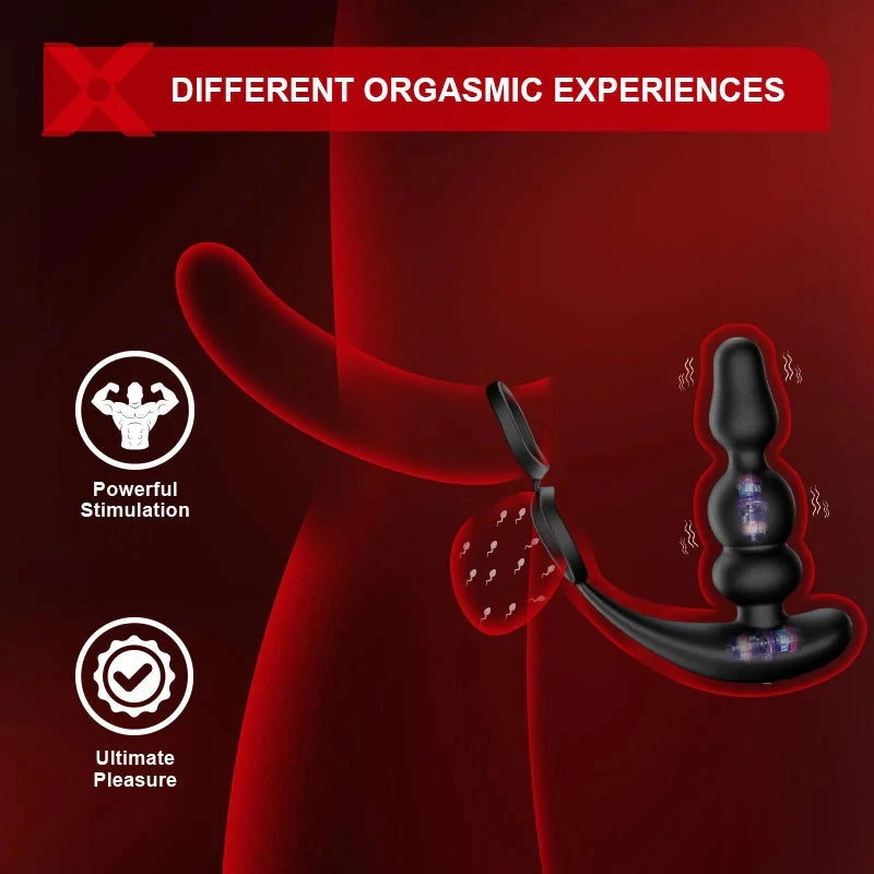 PM14: Masajeador de Próstata de Silicona con Rotación Envolvente 360° y Mando Inalámbrico