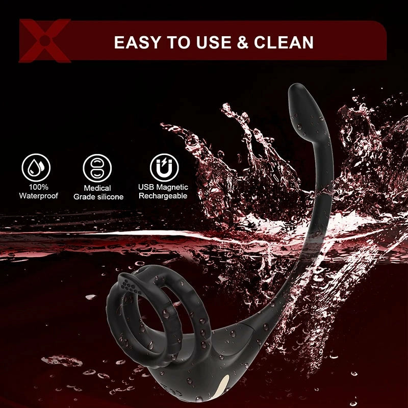 PM2: Masajeador de Próstata 3 en 1 de Silicona con Doble Motor, Anillo de Pene y Control por App