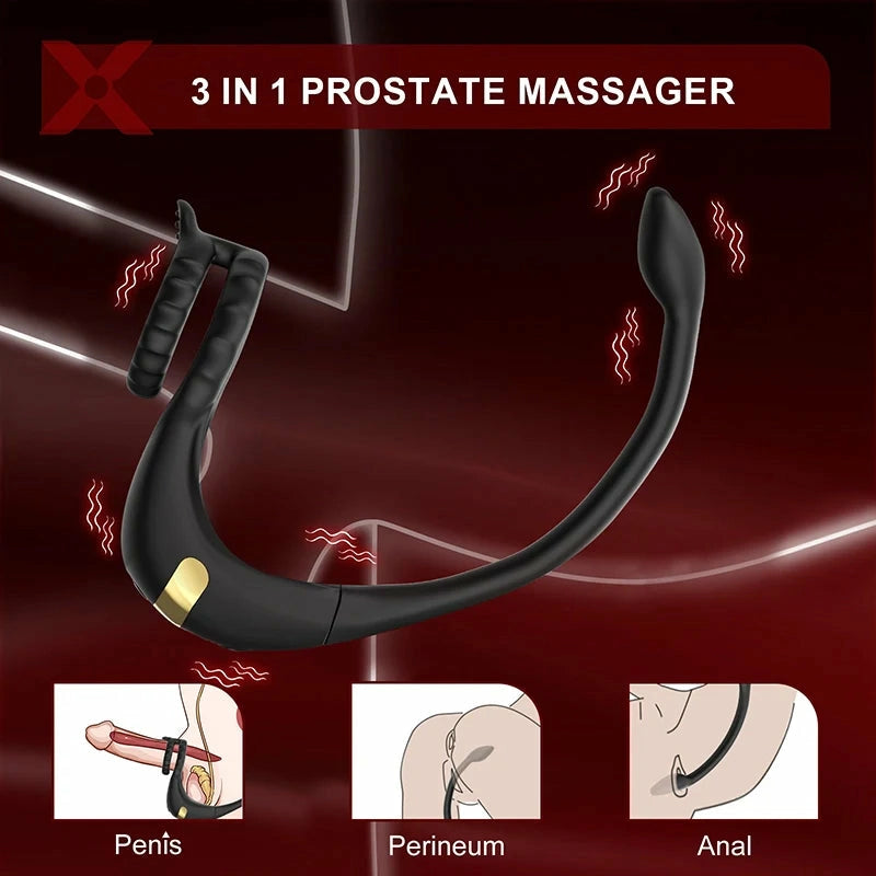 PM2: Masajeador de Próstata 3 en 1 de Silicona con Doble Motor, Anillo de Pene y Control por App