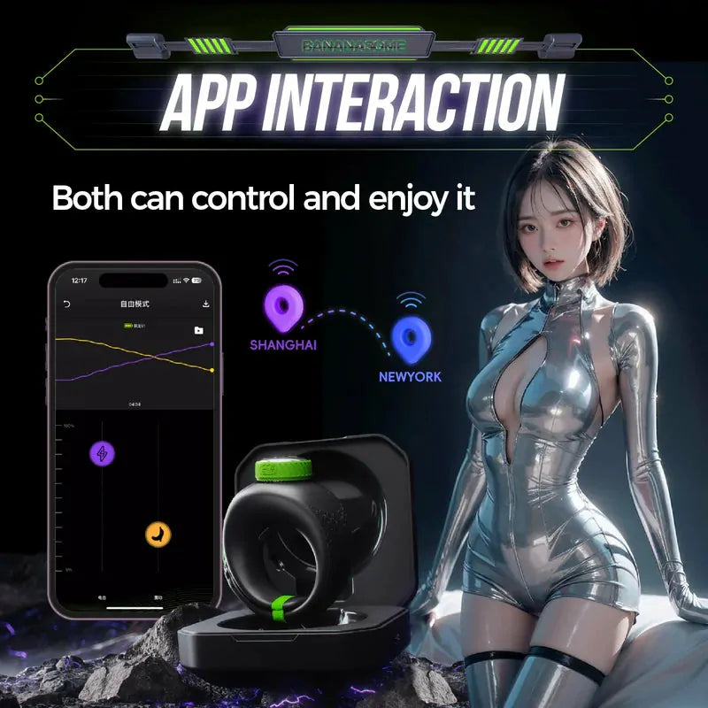 PR1: Anillo de Pene Inteligente E-Shock de Silicona con Sistema Twist-to-Tighten y Control por App