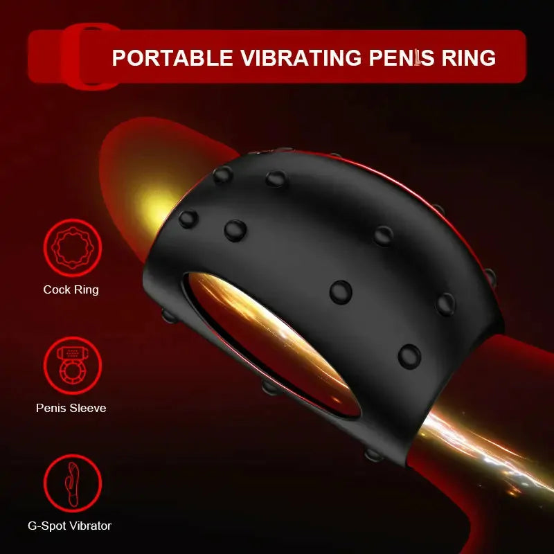 PR2: Anillo Vibrador de Pareja de Silicona Elástica con Estructura para el Clítoris (10 Modi)