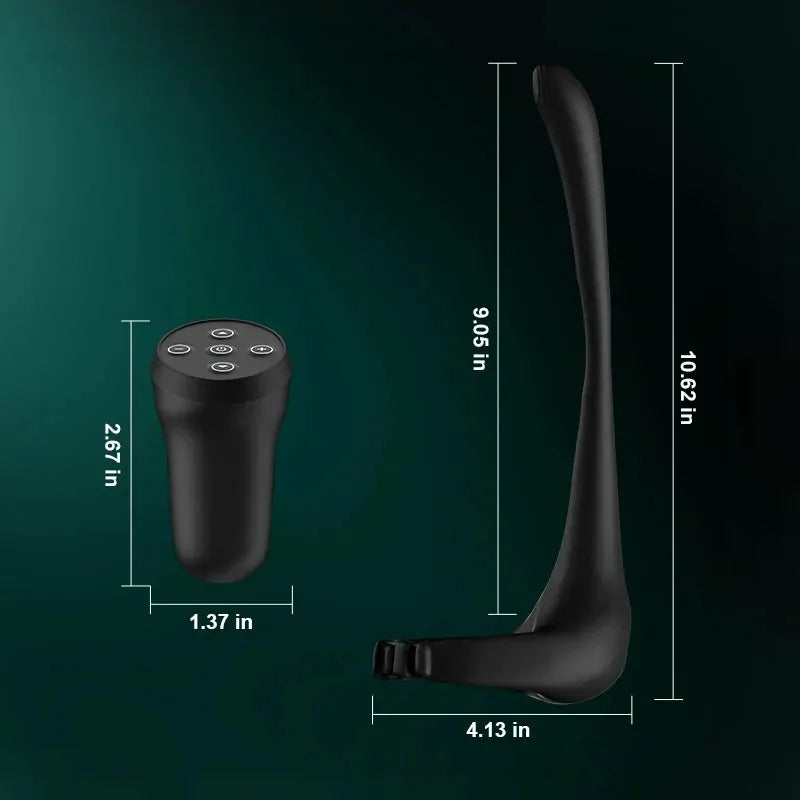 PR4: Anillo de Pene 3 en 1 de Silicona con Masajeador Prostático, Correa Ajustable y Mando