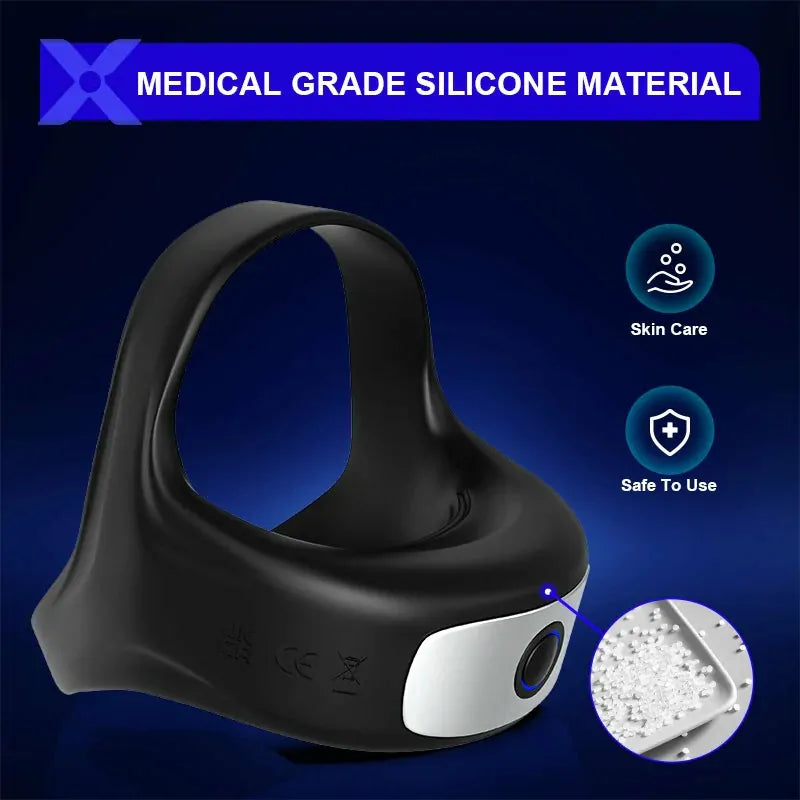 PR7: Anillo de Pene Doble de Silicona con Estructura Triangular de Soporte y Vibración