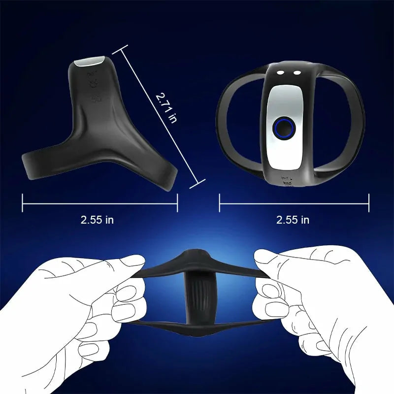 PR7: Anillo de Pene Doble de Silicona con Estructura Triangular de Soporte y Vibración