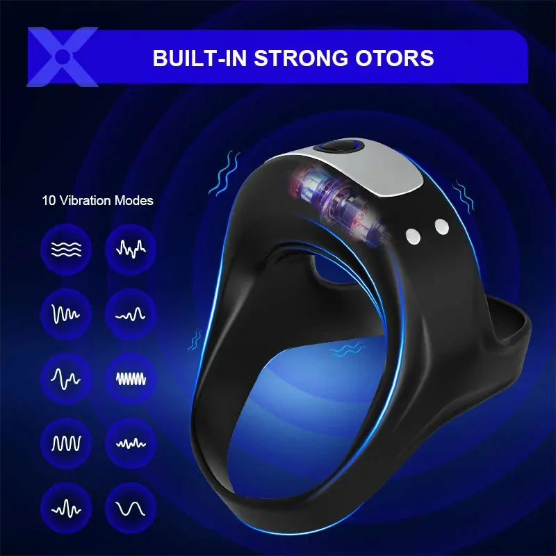 PR7: Anillo de Pene Doble de Silicona con Estructura Triangular de Soporte y Vibración