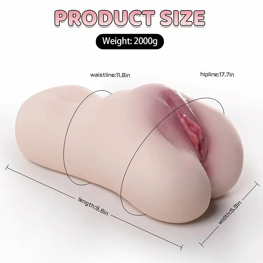 PU10: Masturbador Doble Canal 2 en 1 Sensación Piel Real Formato XXL (2,0 kg / 25 cm)