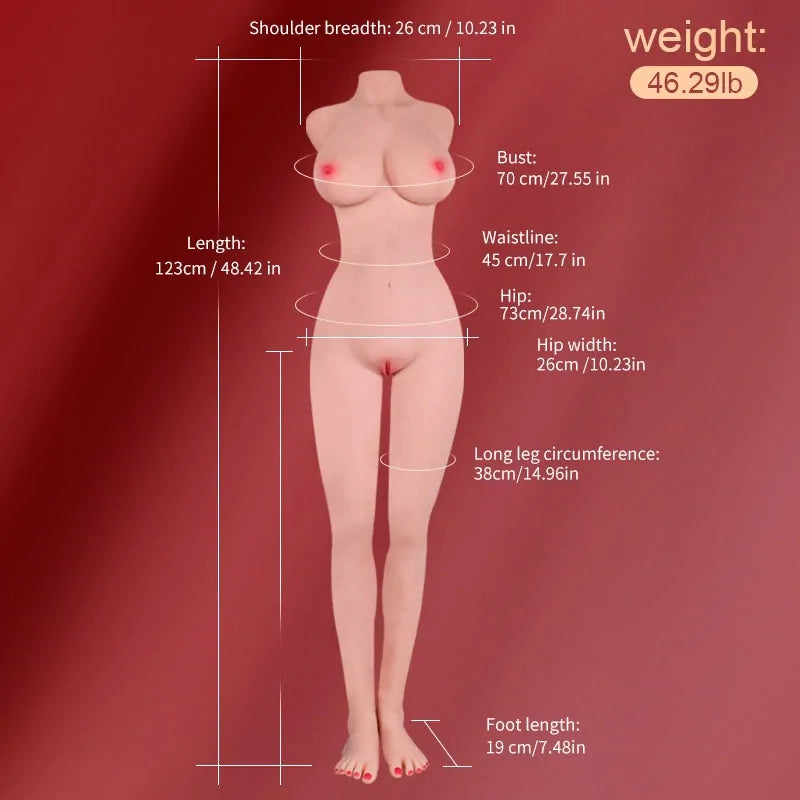 Valeria: Muñeca Erótica sin Cabeza Sensación Piel Real con Piernas Largas de Modelo (21,0 kg)
