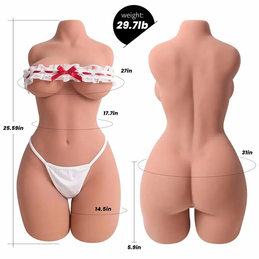 Vania: Torso Erótico de Piel Bronceada Sensación Piel Real con Glúteos Firmes (13,5 kg)