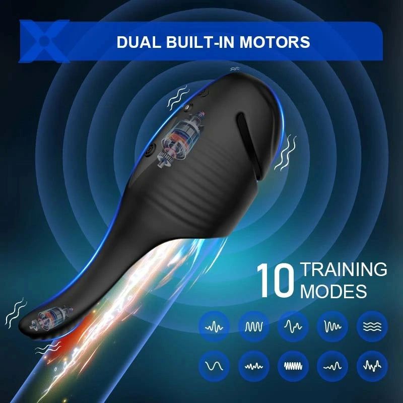 XG2: Entrenador Dual-Motor con Cuchara Ergonómica y Cola Estimuladora Escrotal